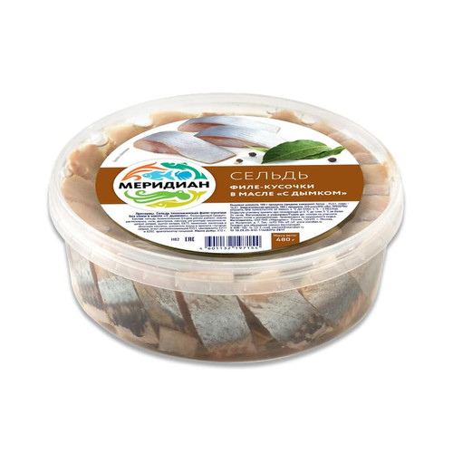 4601132197154 Сельдь Меридиан Кусочки Филе В Масле С Дымком 480 Г .jpg