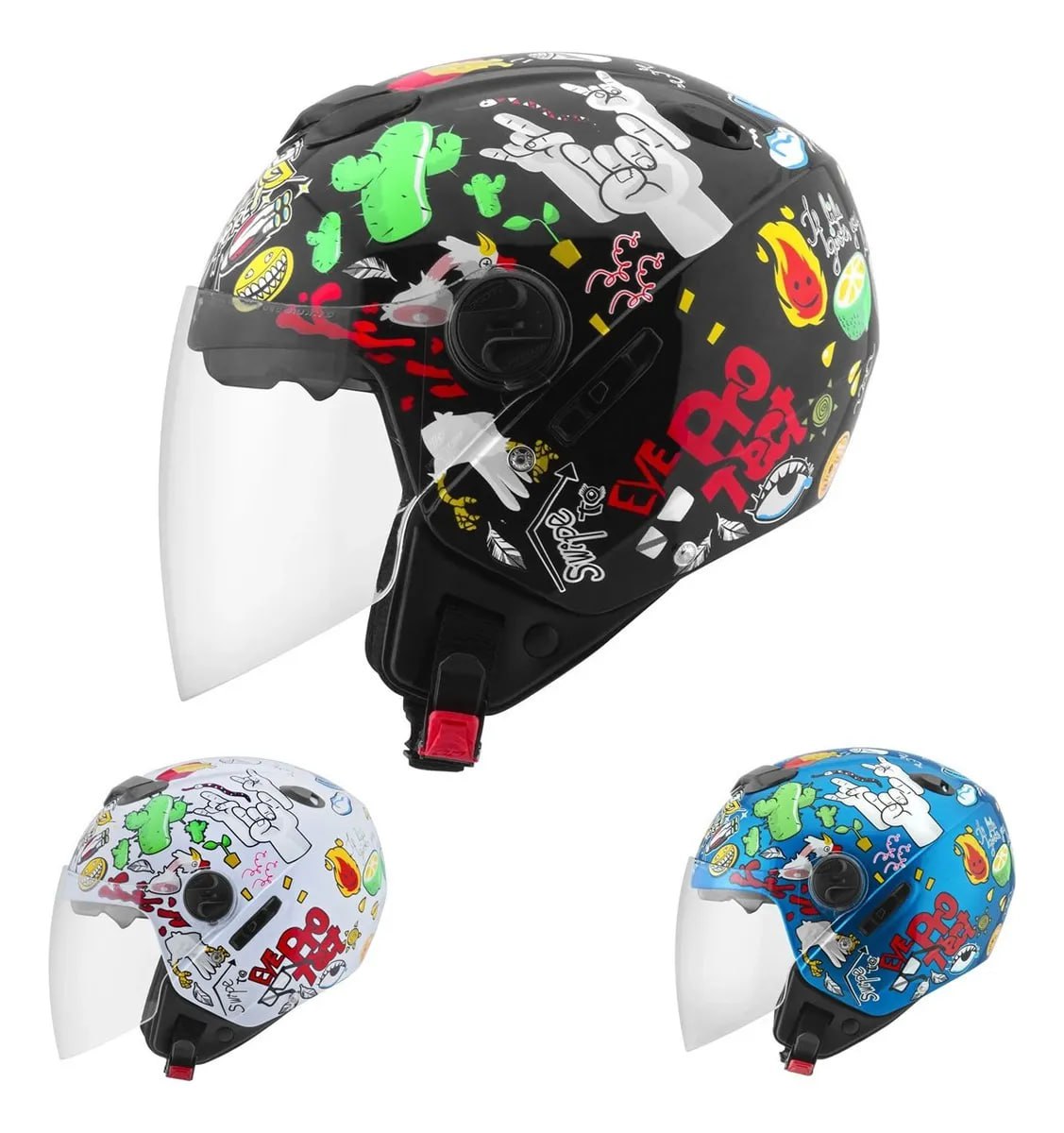Capacete Aberto Viseira Solar Pro Tork New Atomic Universe