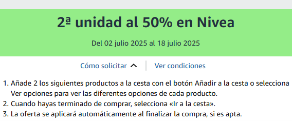 2ª unidad al 50% en una selección de productos Nivea 🧴