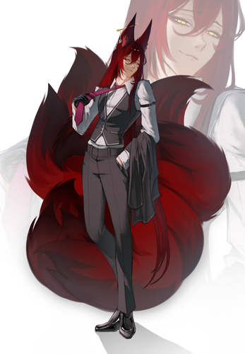 Jun, Kitsune Mode, Yes Tails, With Light Self Background.png