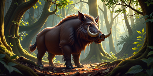 A majestic cenboar standing proudly in a lush verdant forest The cenboar has a powerful muscular bod.jpg