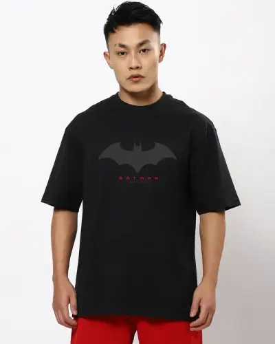 men s black batman outline logo printed oversized t shirt 509917 1667499764 1.webp
