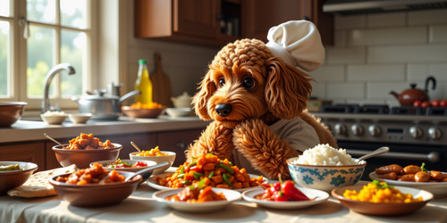 A whimsical scene featuring Big Belly Bob BBB the plush labradoodle with an absurdly large spherical.jpg