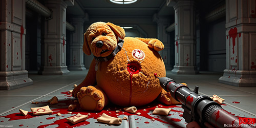 Big Belly Bob as a shootable character in Doom II gibbed by a rocket BBB is depicted as a plush labr.jpg