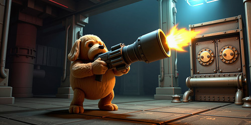 Big Belly Bob operating a rocket launcher in the industrial environment of Doom II BBB the plush lab.jpg