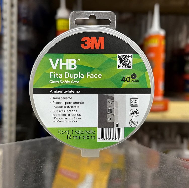 VHB, 3M, Fita Dupla-face, 4910, 12mmx5m, 1 rolo
