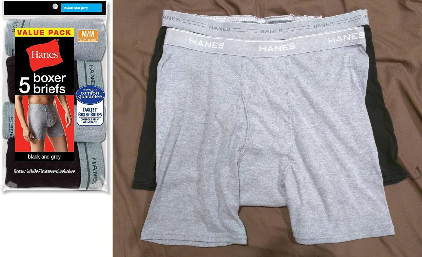 Hanes Cueca boxer masculina, sem etiqueta, com cós ComfortFlex – 5 Unidades