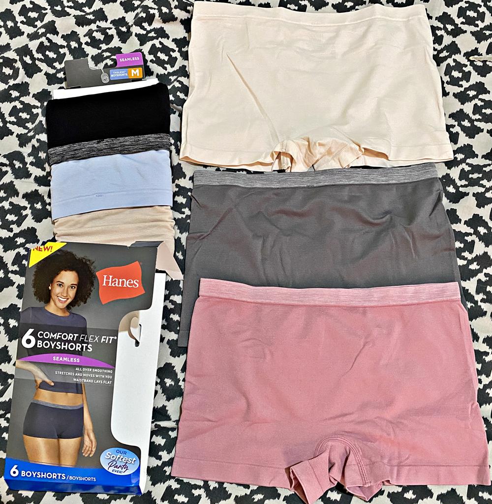 Hanes Calcinha Boyshort feminina Comfort Flex Fit sem costura, pacote com 6, Sortidas
