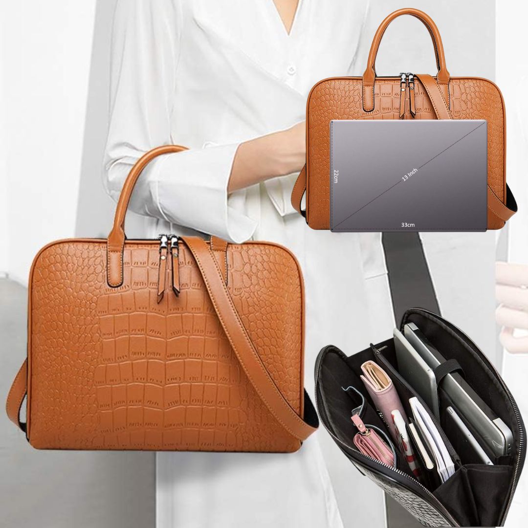 Aditam bolsas para laptop para mulheres 13-14 polegadas grande bolsa de couro PU bolsa masculina bolsa para laptop feminina bolsa de trabalho retro maleta de couro marrom Double the comfort