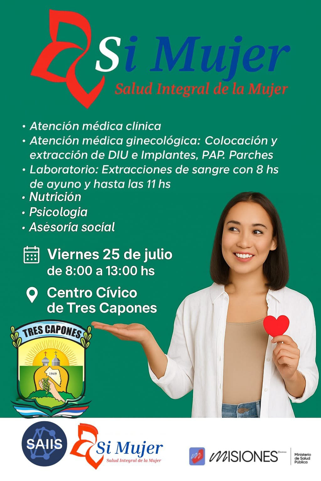 Salud Integral de la Mujer: Jornada de atención médica gratuita en Tres Capones