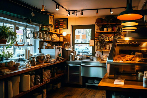 inside clean kitchen of a modern restaurant or mini cafe with cooking utensils and small bar counter.jpg