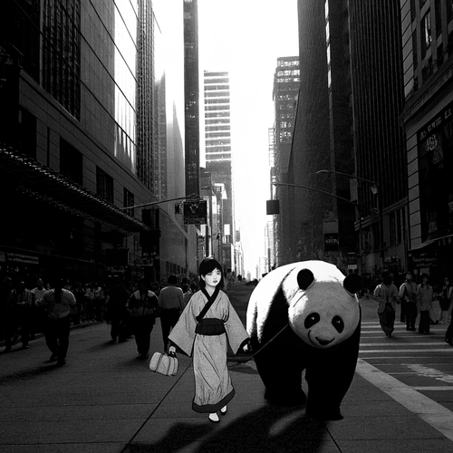japanese girl with her panda walking around nyc .png