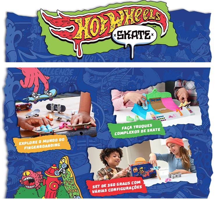Skate de Dedo Mattel Hot Wheels HMY18 – com Acessórios