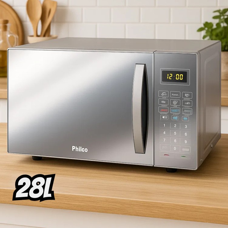 Microondas Philco PMO28 prata 28L 127V