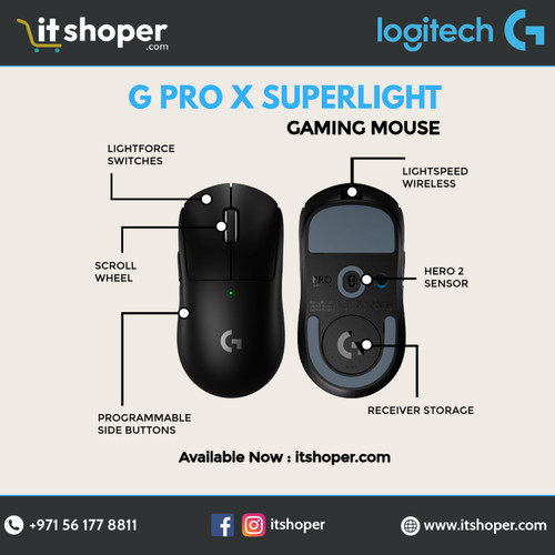 G PRO X SUPERLIGHT wireless gaming mouse black and white design with side buttons and scroll wheel.jpg