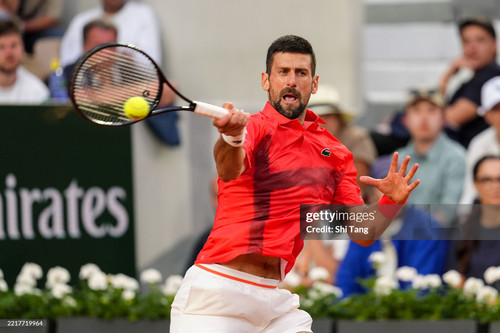 PARIS, FRANCE - MAY 29: Novak Djokovic of Serbia plays a forehand in the Men's Singles Second Round .jpg