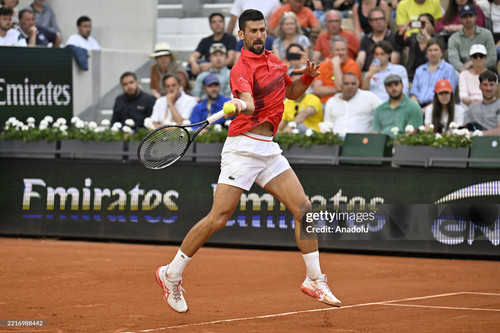 PARIS, FRANCE - MAY 29: Novak Djokovic of Serbia in action against Corentin Moutet (not seen) of Fra.jpg