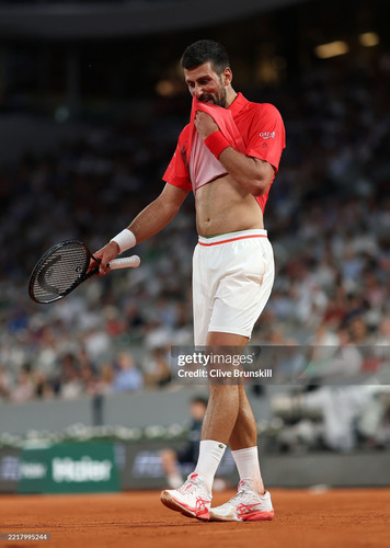 PARIS, FRANCE - MAY 31: Novak Djokovic of Serbia reacts against Filip Misolic of Austria during the .jpg