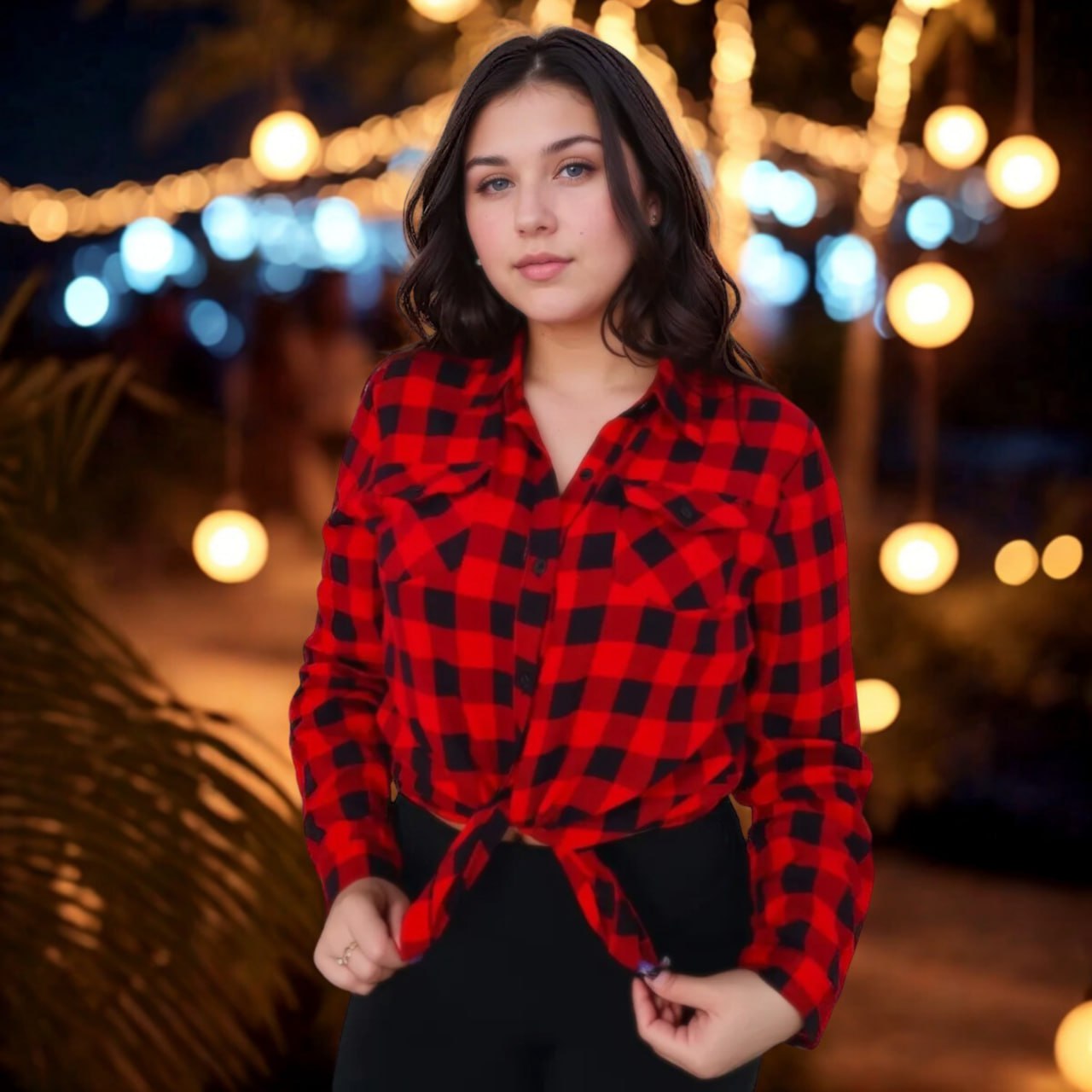 Blusa Camisa Xadrez Feminina Manga Longa Festa Junina