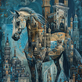 painting horse with horse middle