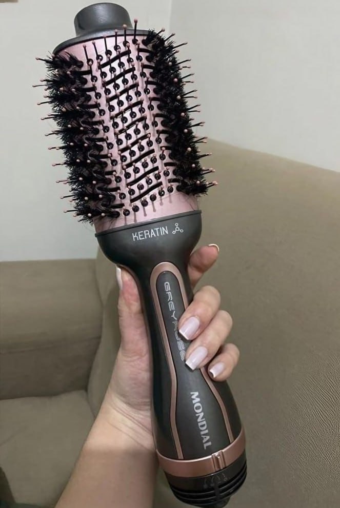Escova Secadora Keratin Mondial Grafite/Golden Rose ES-11-BI