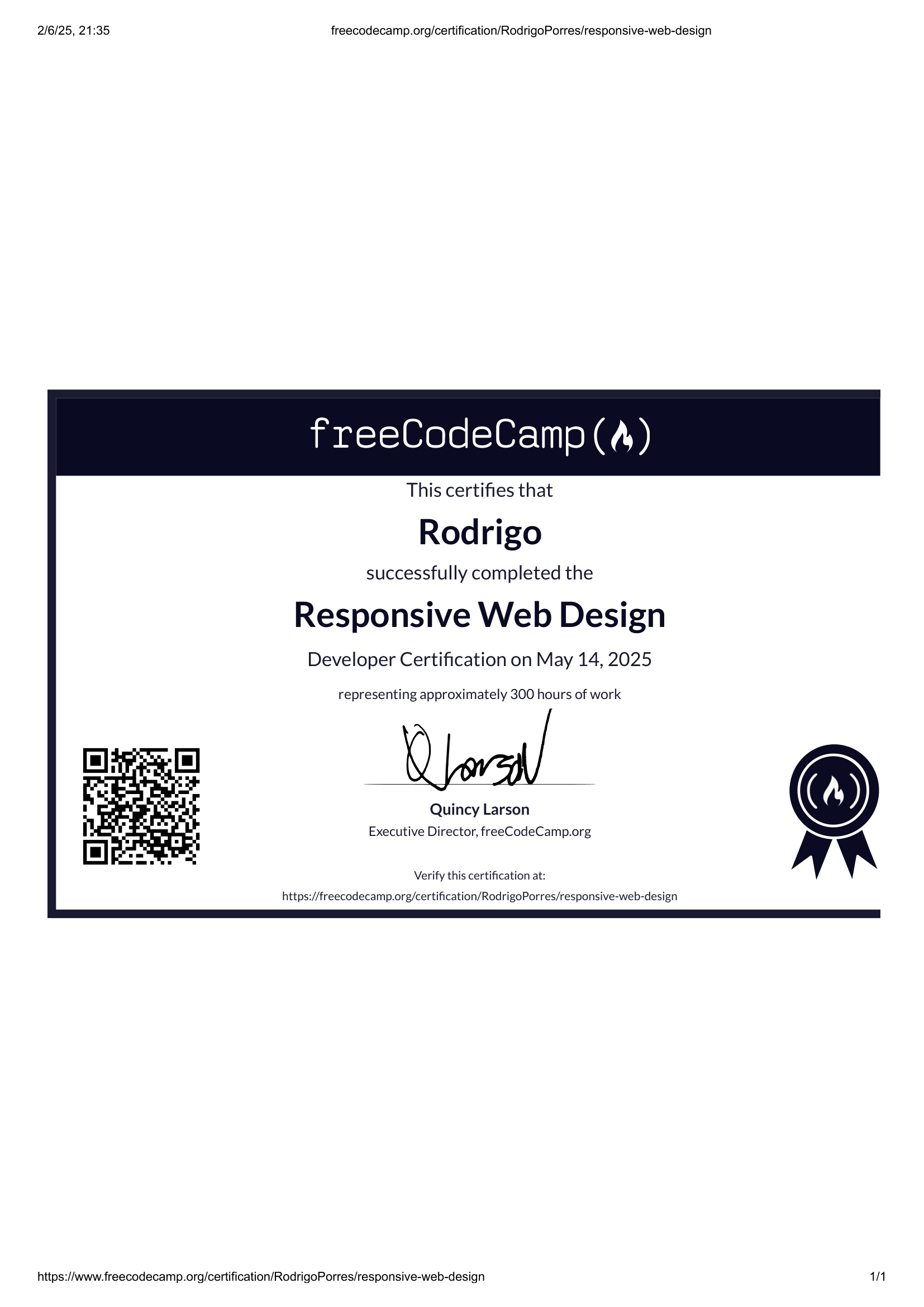 Certificado Adicional 5