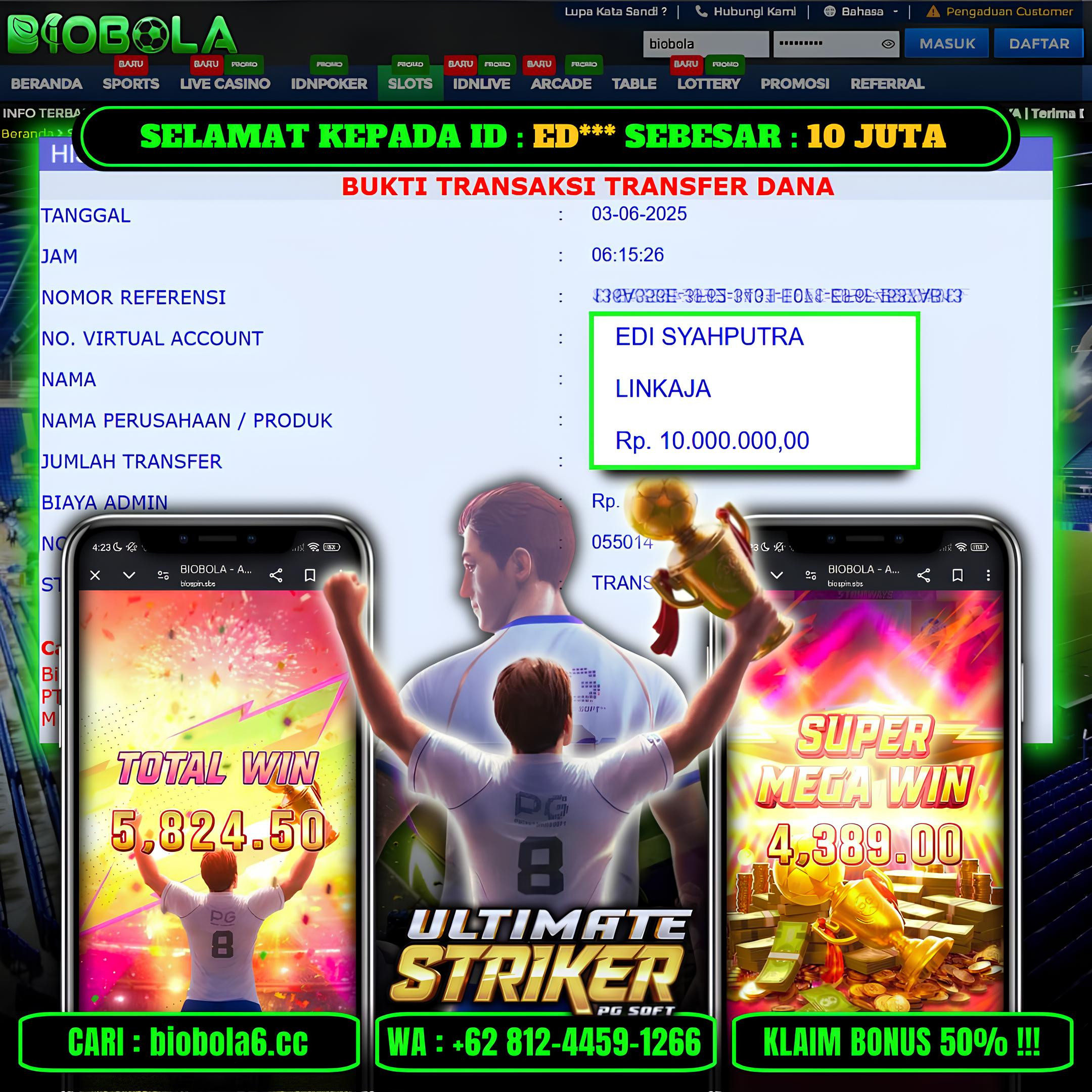 BIOBOLA  - JACKPOT DI GAME SLOT ULTIMATE STRIKER RP 10JT DIBAYAR LUNAS