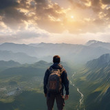 Photo of a backpacker on the top of the mountain…