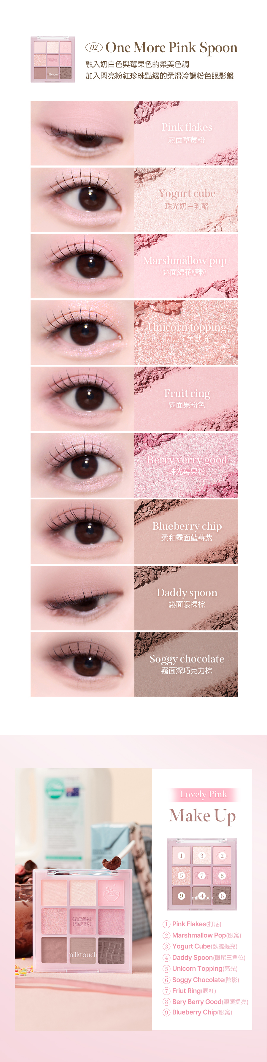8800253020518 universomart宇碩協銷 授權圖MilkTouch TONE ON專屬眼影盤Tone On Shadow Palette 02 One More Pink Spoo