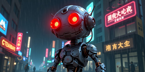 A hacked robo Lolo with glowing red eyes The subject is a humanoid robot called Lolo but in a hacked.jpg