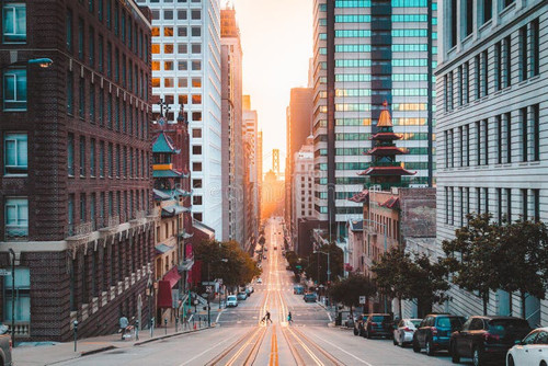 downtown san francisco california street sunrise usa beautiful view famous illuminated first golden .jpg
