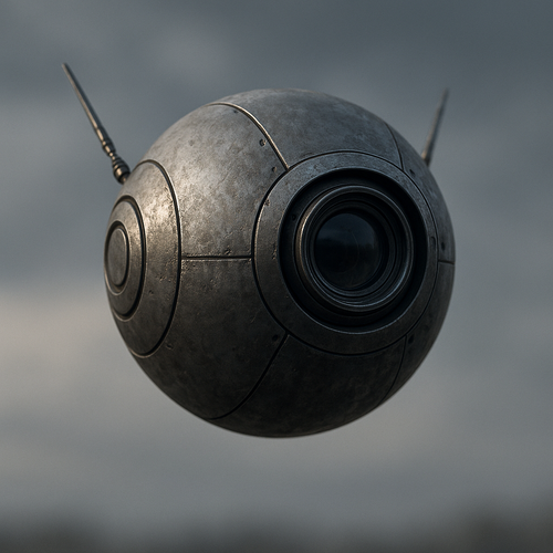 Futuristic Drone in Cloudy Sky.png