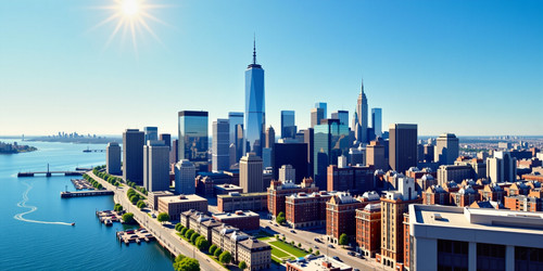 A photorealistic illustration of New York City during a clear sunny day the iconic skyline sits unde.jpg