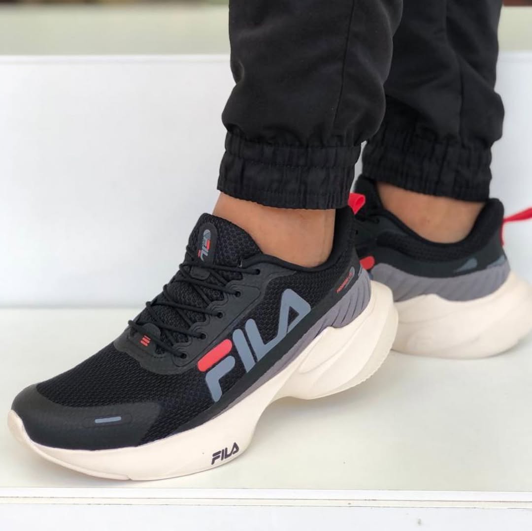 Tênis Fila Progress Lite Preto e Vermelho – Preto