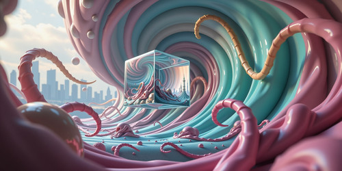 A surreal and abstract image featuring a swirling vortex of pastel colors that seem to defy gravity .jpg