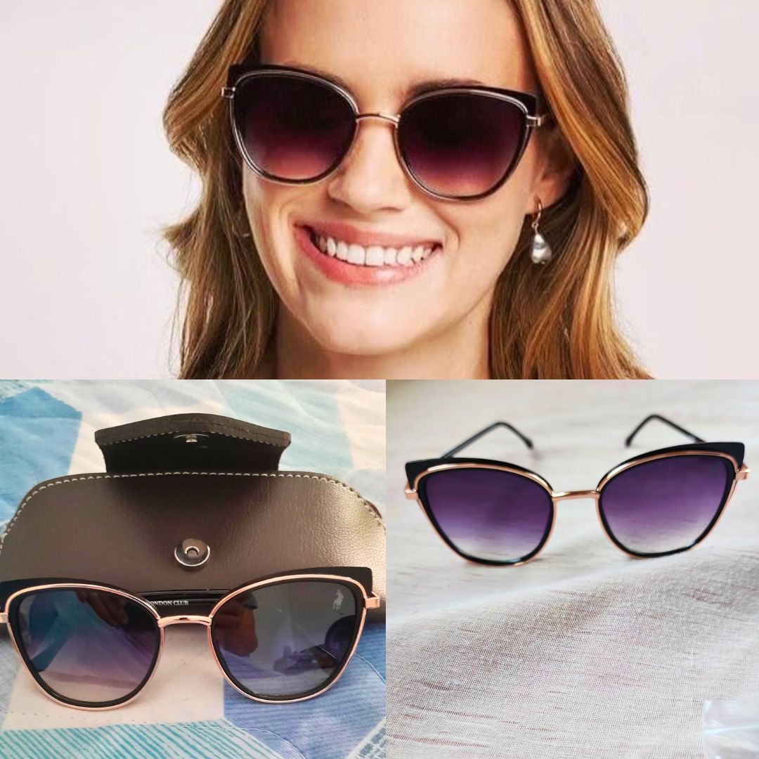 Óculos de Sol Polo London Club Gateado Médio com Lentes Degradê UV400 contém Case Couro ECO, Feminino
