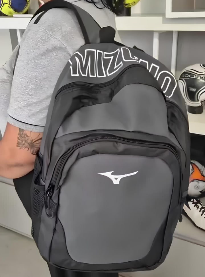 Mochila Masculino E Feminino Sky Preto E Chumbo Mizuno Desenho do tecido Liso
