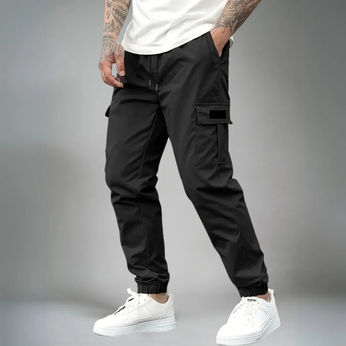 Calça Jogger Cargo Masculina Sarja Calca Streetwear Punho