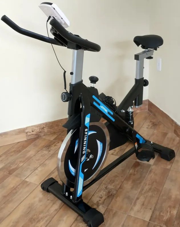 Joyfox Bicicleta Ergométrica para Spinning Mecanica 13kg Fitness Cor Preto/Azul