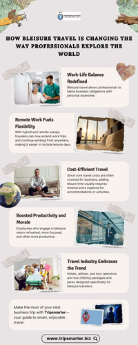 Work-Life Balance Redefined

Bleisure travel allows professionals to blend business obligations with personal downtime.

Remote Work Fuels Flexibility

With hybrid and remote setups, travelers can now extend work trips and continue working from anywhere, making it easier to include leisure days.

Cost-Efficient Travel

Since core travel costs are often covered for business, adding leisure time usually requires minimal extra expense for accommodations or activities.

Boosted Productivity and Morale

Employees who engage in bleisure return refreshed, more focused, and often more productive.

Travel Industry Embraces the Trend

Hotels, airlines, and tour operators are now offering packages and perks designed specifically for bleisure travelers.

Make the most of your next business trip with Tripsmarter—your guide to smart, enjoyable travel.

https://www.tripsmarter.biz/