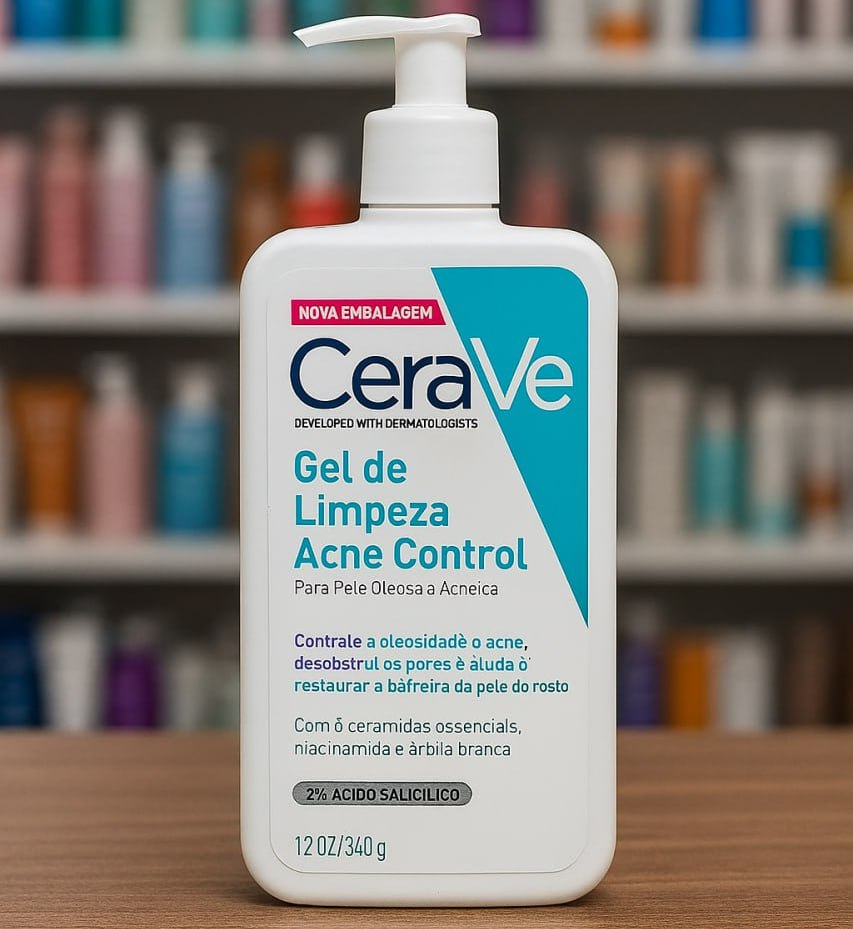 Gel De Limpeza Acne Control 340g Cerave Para Pele oleosa a acneica de Dia e Noite