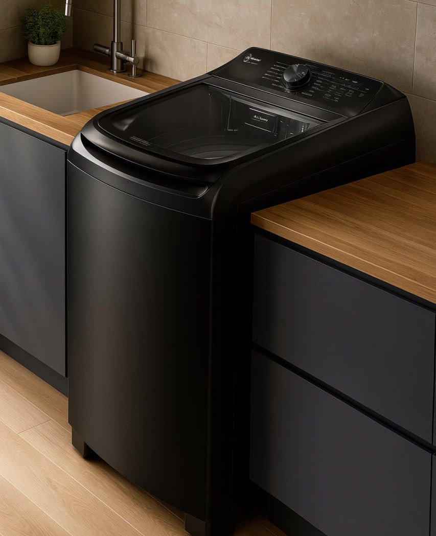 Lavadora de Roupas Electrolux 14,5kg Cesto Inox 11 Programas de Lavagem Preta Efficient LEP15