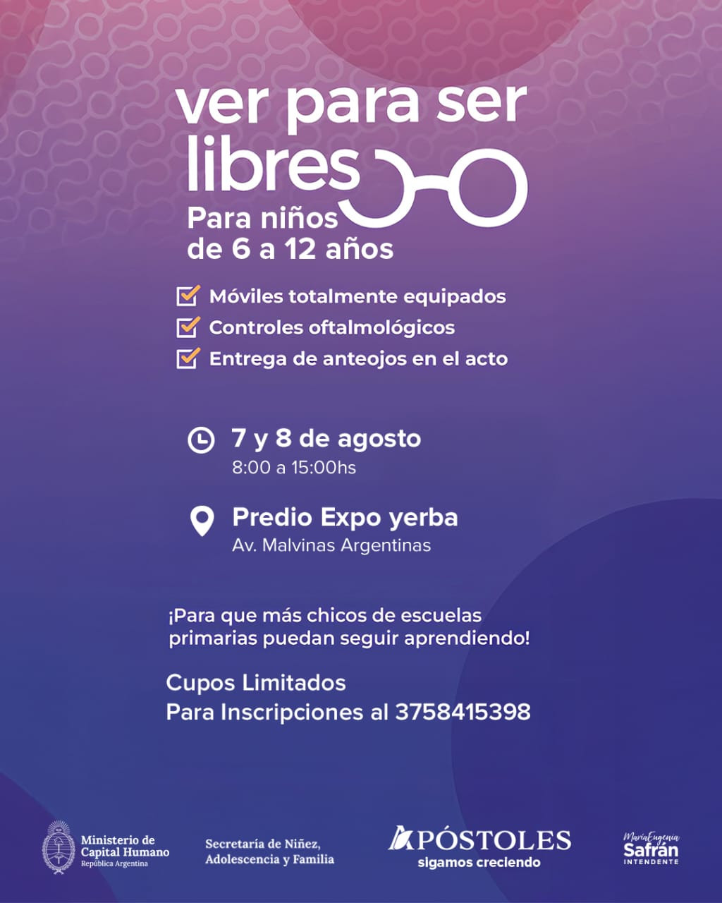«Ver para ser libres»: El programa de asistencia oftalmológica llega a Apóstoles