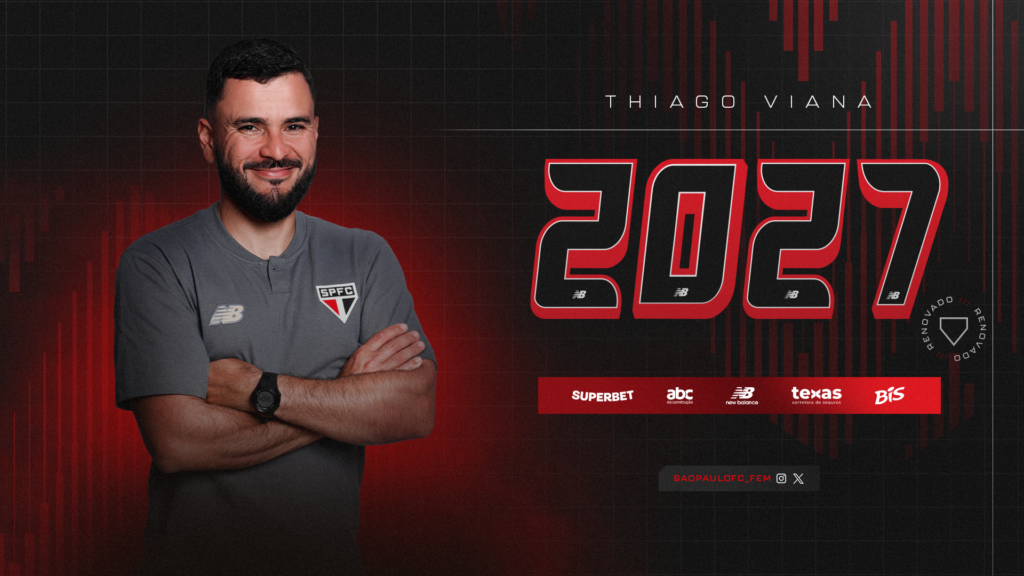 São Paulo confirma renovação de Thiago Viana como técnico do futebol feminino até 2027
