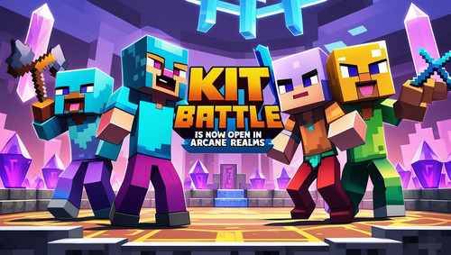 mine craft 4 characters on arena and in the center text is a Kit Battle and on the lower of that tex.jpg