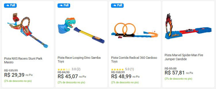 Até 80% OFF em brinquedos Pistas de Corrida na Magalu