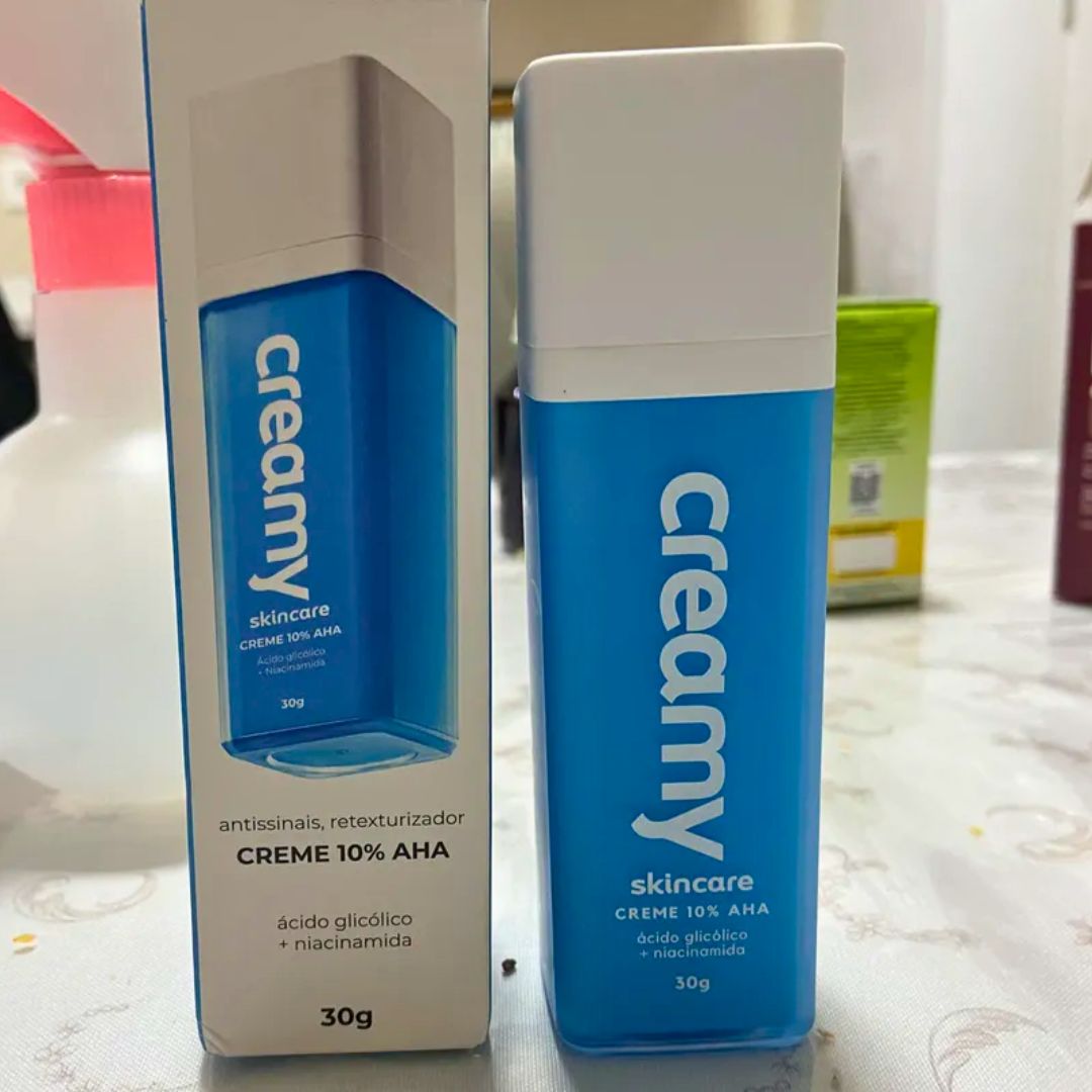 Creamy Skincare Ácido Glicólico 30g | Reduz Poros Dilatados, Melhora A Pele, Hidratação Profunda E Intensa, Controla O Brilho Excessivo | Todos Os Tipos De Pele, Noturno
