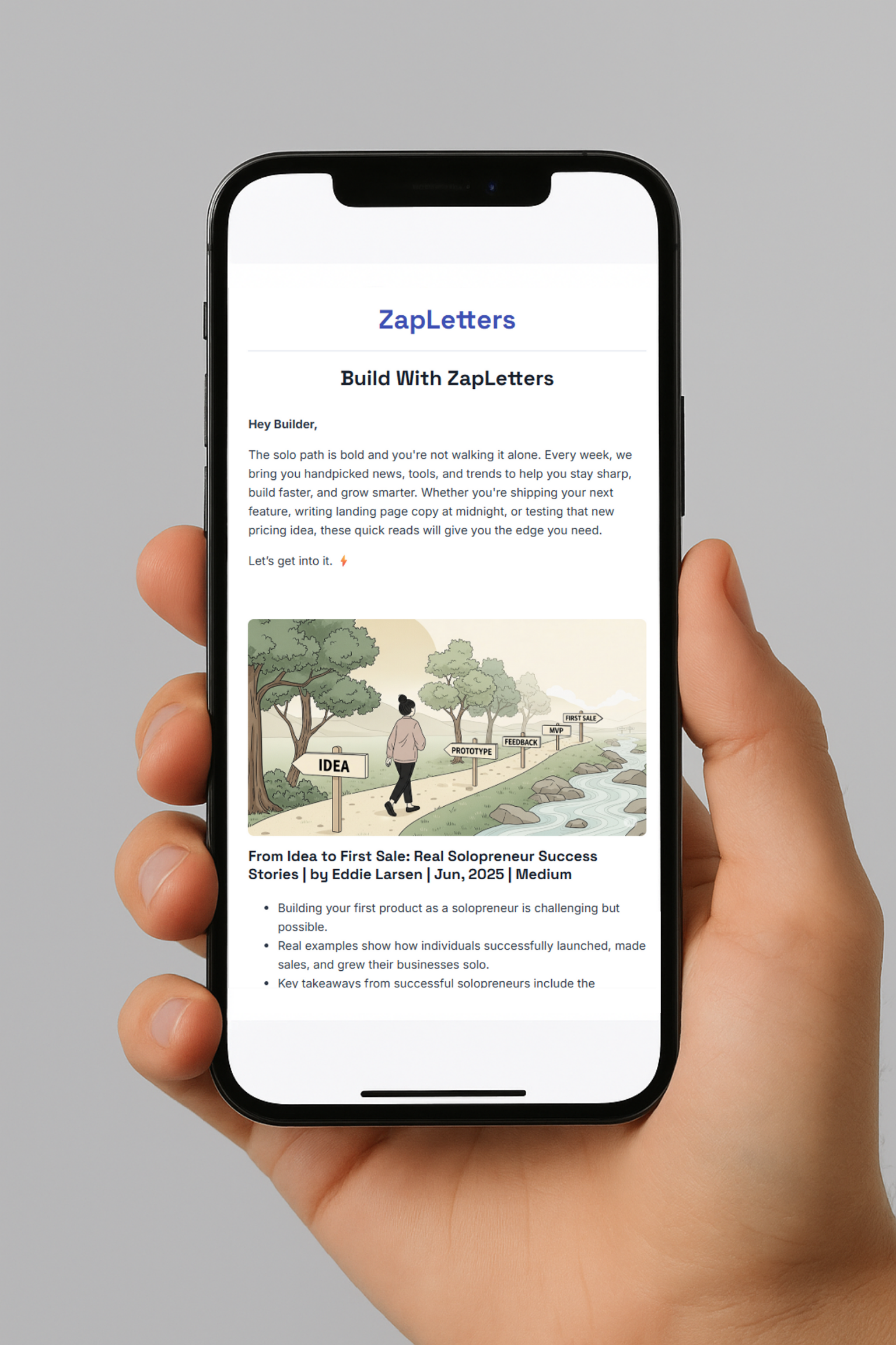 ZapLetters dashboard preview in portrait mode