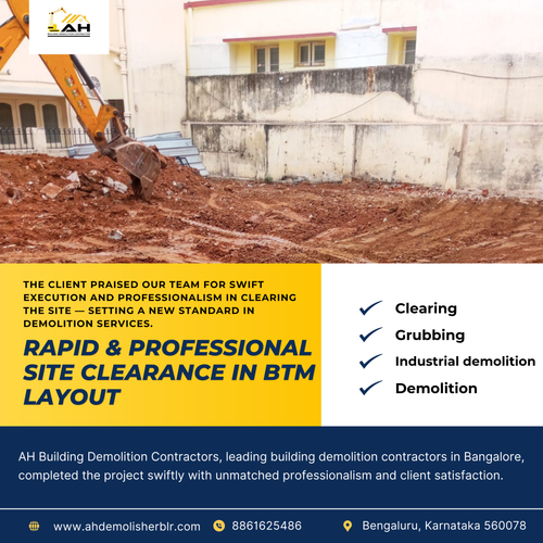 A site clearance project in BTM Layout was completed today