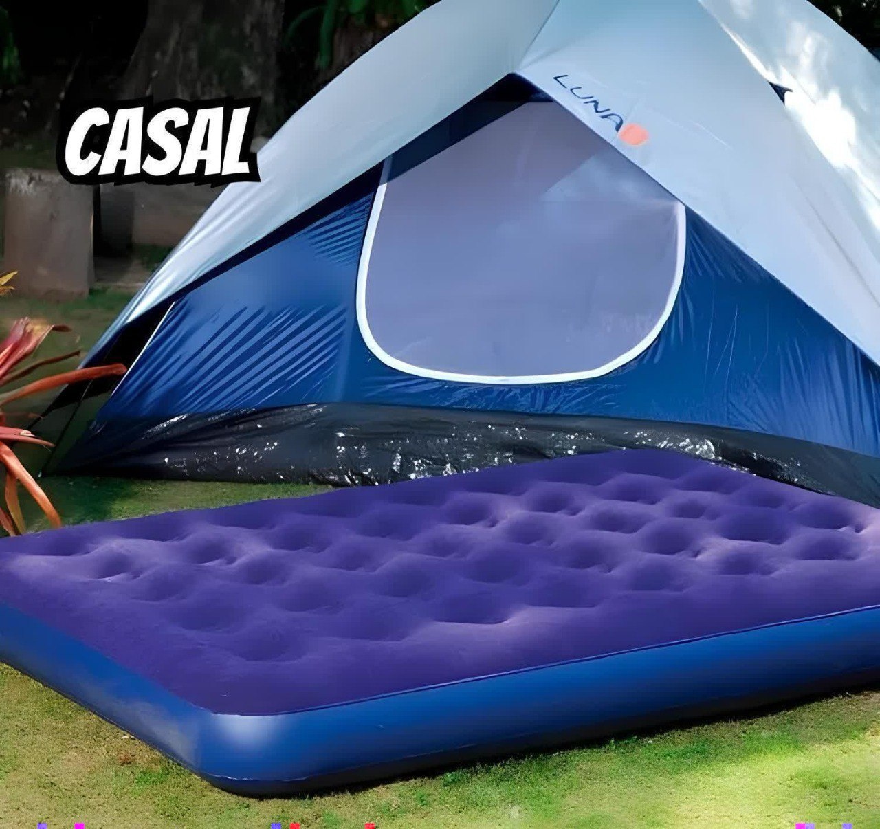 Colchão Inflável Casal Com Inflador Acoplado Multiuso – Mor Cor Azul